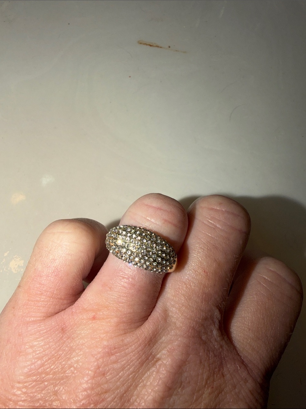Elegant Pavé Dome Ring in Gold Tone